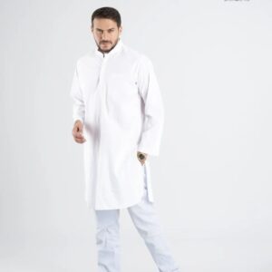 Witte Pakistaanse Kurta voor Mannen – Lang Shirt