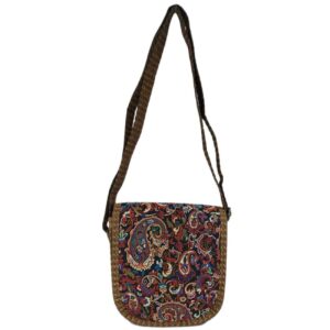Perzische Crossbody Tas — Bruin Paisley Design