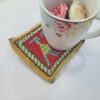 Handgeweven Iraanse Kilim Onderzitter – Hop-vogelontwerp, Vierkante Wol