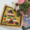 Iraanse Kilim Onderzitter – Duivenpatroon, Handgeweven Wollen Vierkant voor Tafeldecoratie