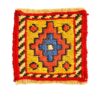Handgeweven Iraanse Kilim Onderzitter – Geel Ruitontwerp, Vierkante Wol