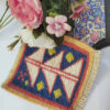 Iraanse Kilim Onderzitter – Dennenontwerp, Handgeweven Wollen Vierkant Botanisch