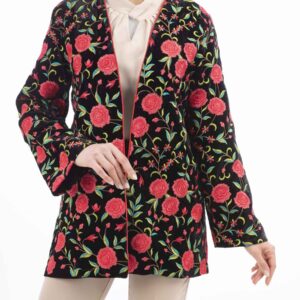 Perzische Geborduurde Dames Manto met Bloemenontwerp