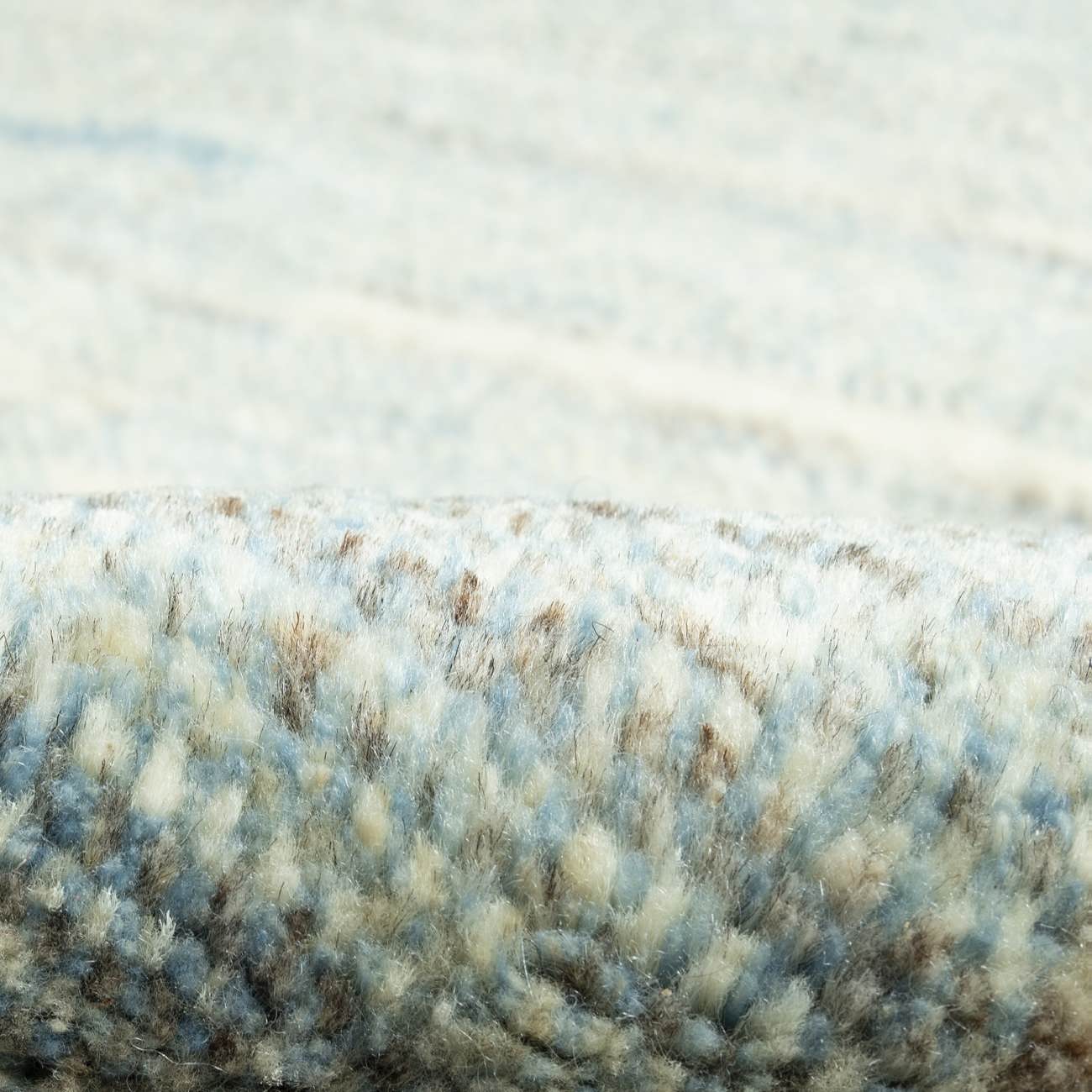 Handgeknoopt Perzisch minimalistisch Gabbeh tapijt – Met rand, Lichtblauw, Wol
