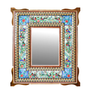 Houten Spiegelframe – Khatamkari-mozaïek Miniatuur Ontwerp