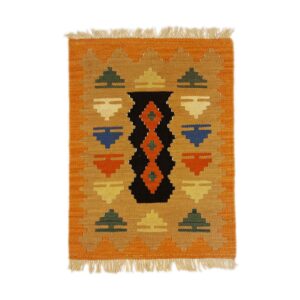 Perzisch Wol Kilim Tapijt Handgeweven in Fars – Geometrisch Oranje