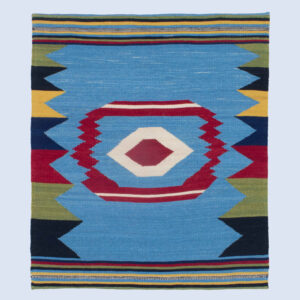 Perzisch Wol Kilim Tapijt – Ambachtelijk Handgeweven Geometrisch Blauw