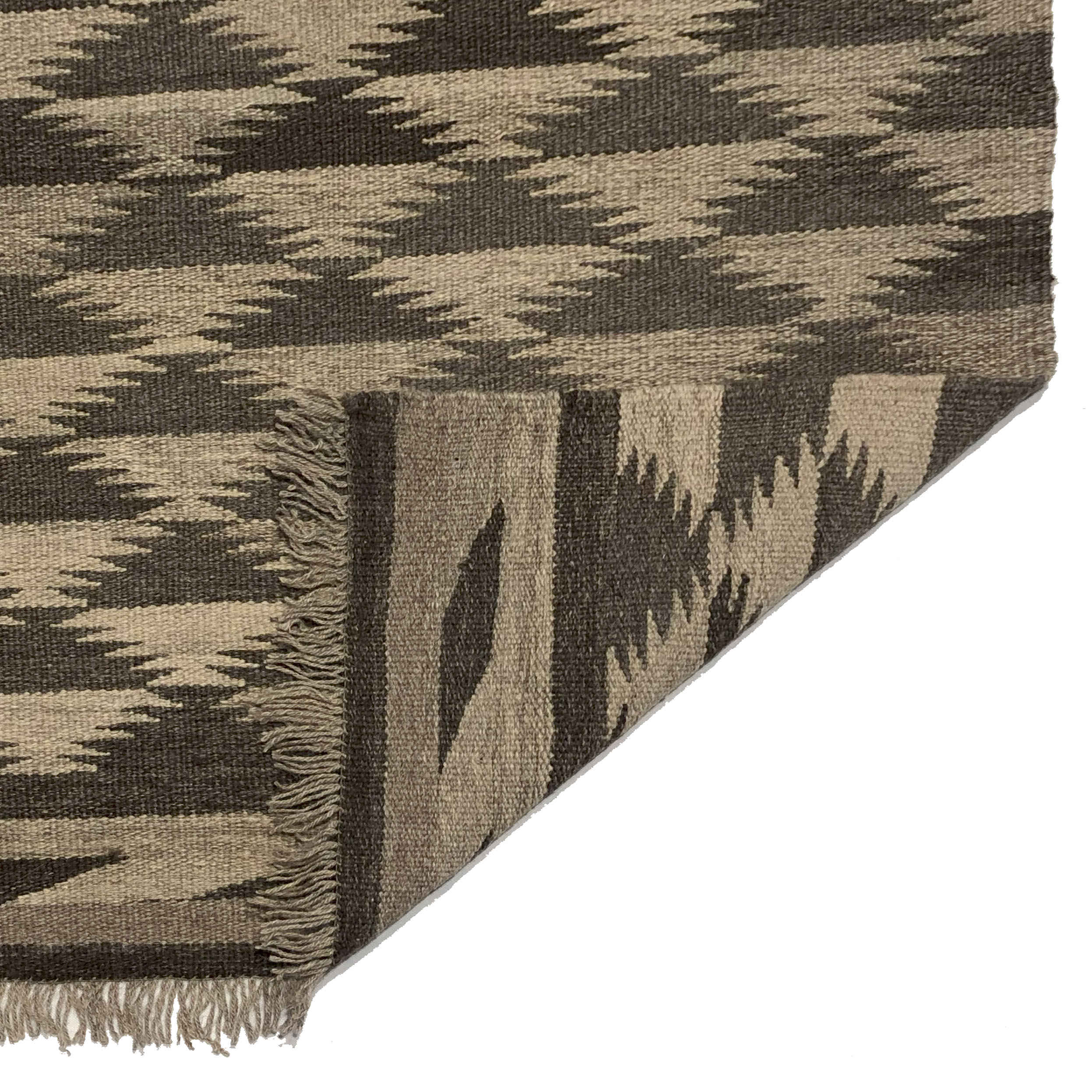 Perzische Shiraz Kelim, geometrisch in bruin, echt handwerk