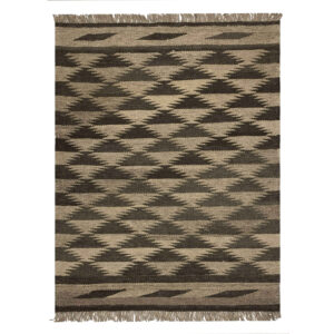 Perzisch Kilim Tapijt Shiraz — Handgeweven Wol — Bruin Geometrisch