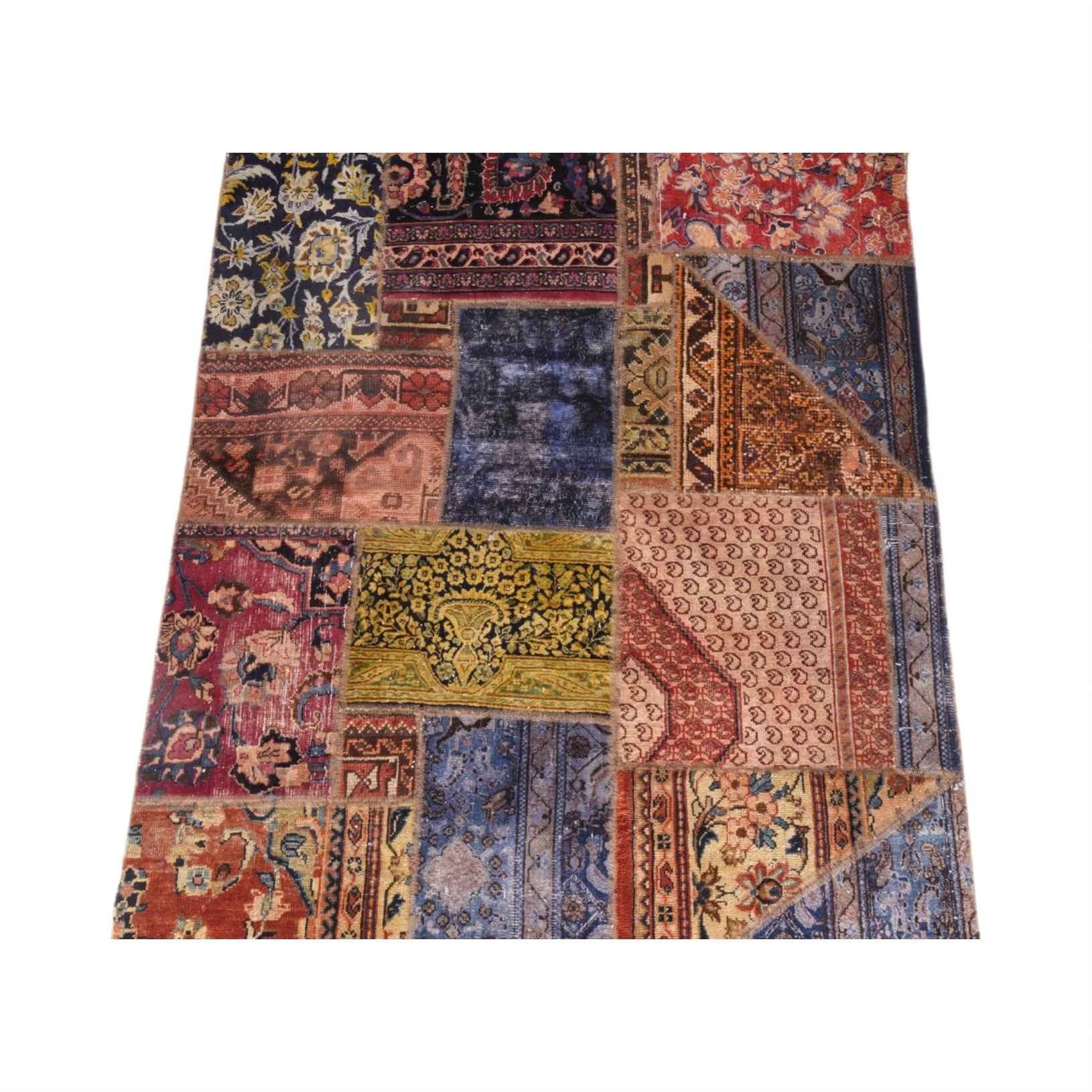 Vintage Patchwork Tapijt Baksteenrood – Vierkant Mix
