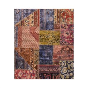Vintage Patchwork Tapijt Baksteenrood – Vierkant Mix