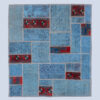 Perzisch Handgeknoopt Patchwork Tapijt – Geometrisch Blauw