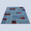 Perzisch Handgeknoopt Patchwork Tapijt – Geometrisch Blauw