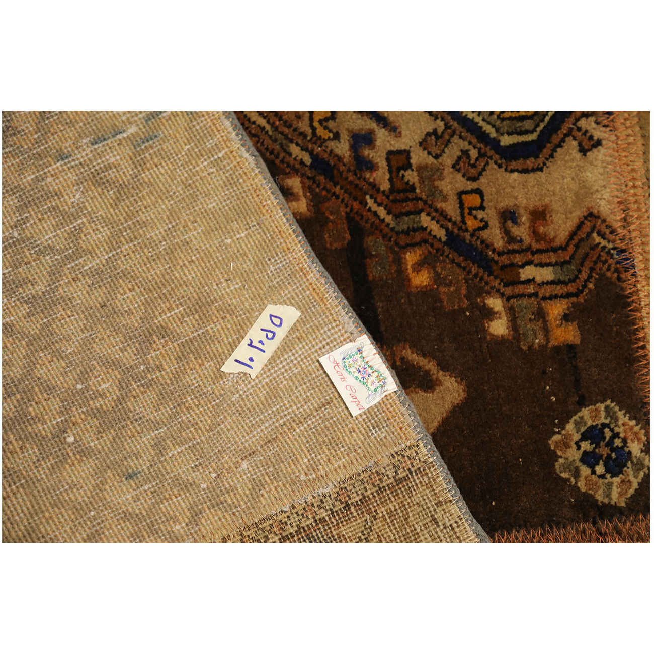 Vintage Patchwork Tapijt Geometrisch Bruin – Katoen