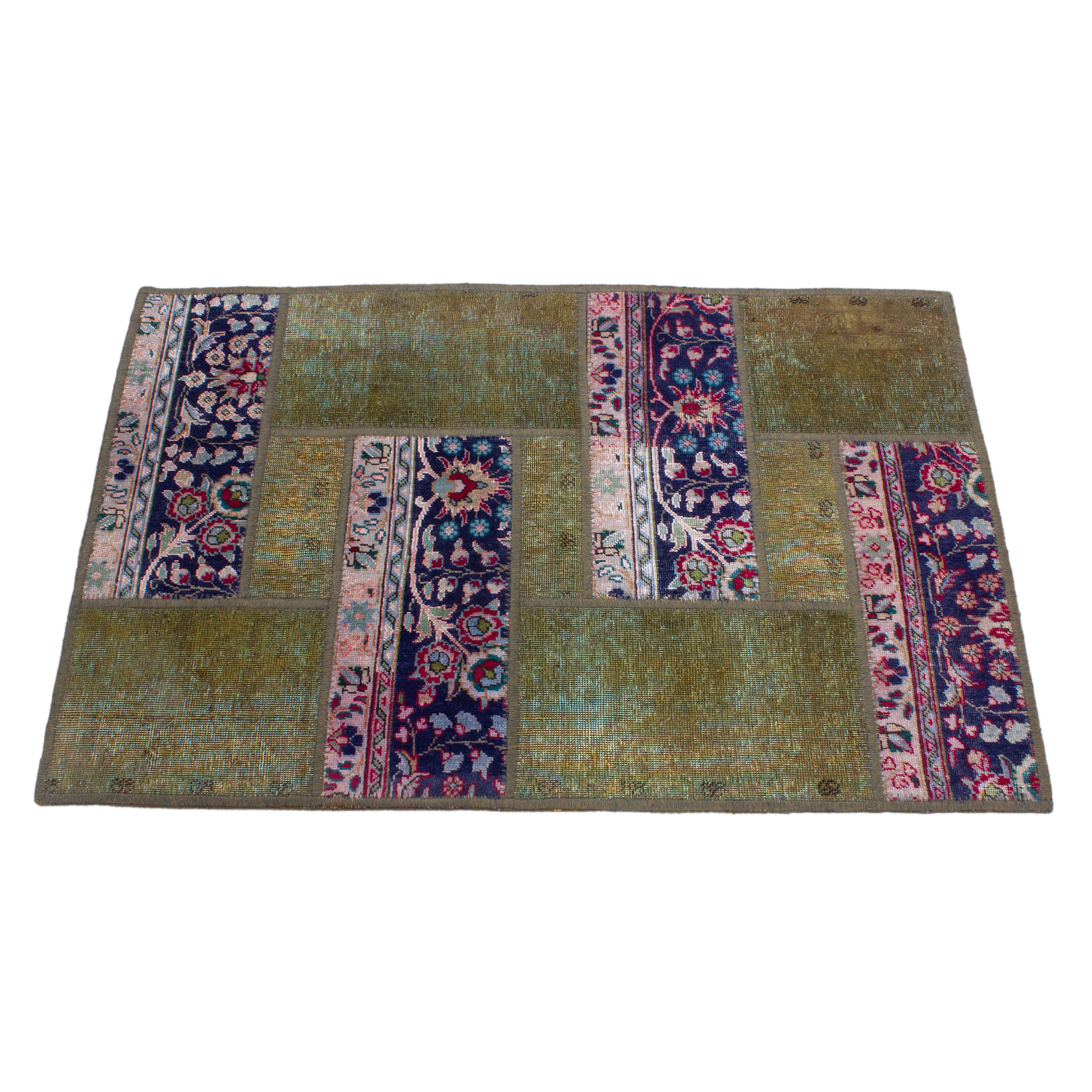 Vintage Patchwork Tapijt Geometrisch Groen – Mix