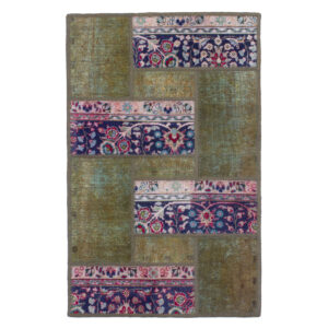 Vintage Patchwork Tapijt Geometrisch Groen – Mix