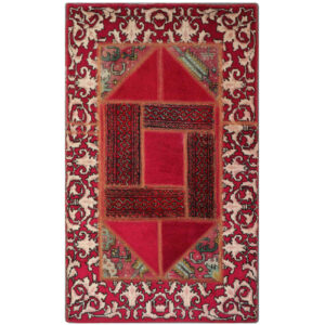 Vintage Patchwork Tapijt Klassiek Rood – Katoen