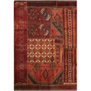 Vintage Patchwork Tapijt Geometrisch Rood – Mix