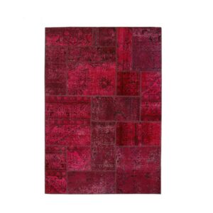 Vintage Perzisch Handgeknoopt Patchwork Tapijt Magenta