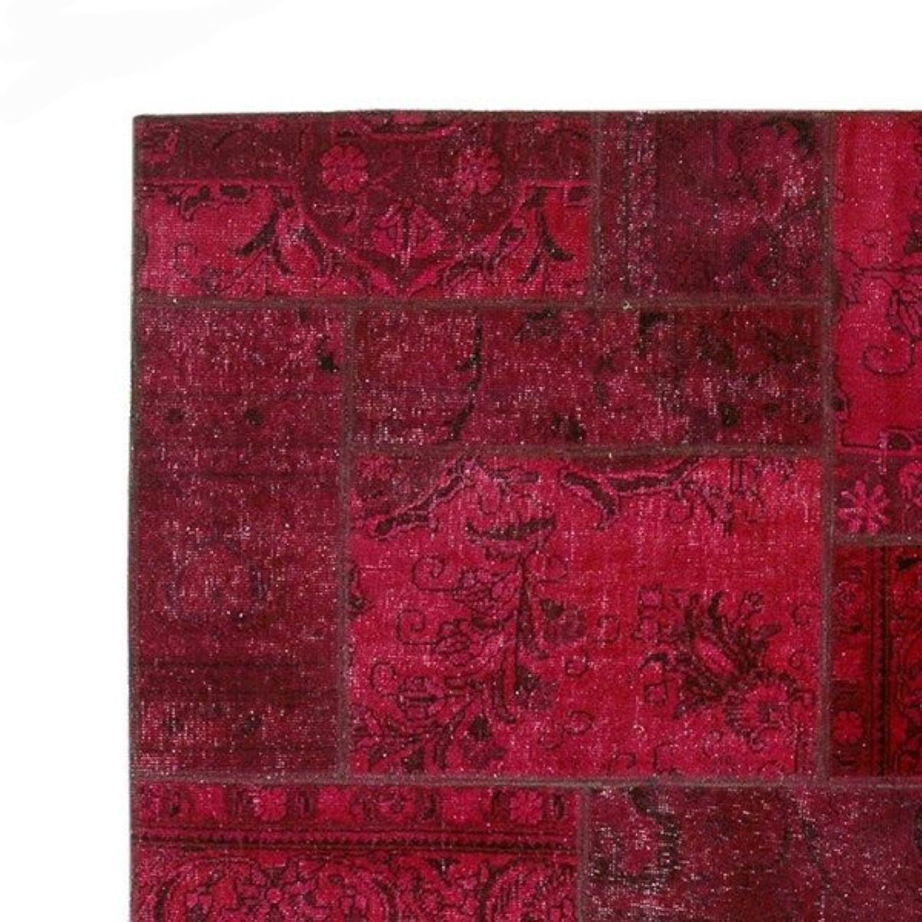 Vintage Perzisch Handgeknoopt Patchwork Tapijt Magenta