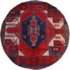Vintage Perzisch Handgeknoopt Patchwork Tapijt Rood Rond