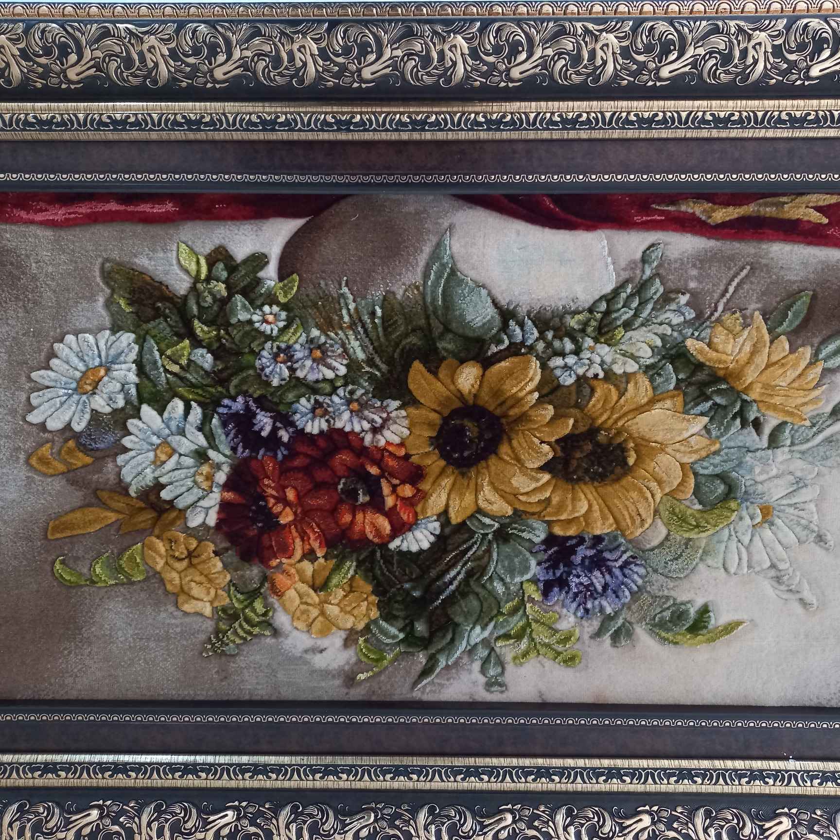 Handgeknoopt Perzisch Picturaal Tapijt ‘Zonnebloem’