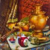 Handgeknoopt Perzisch beeldtapijt uit Tabriz ‘Samovar & Thee’