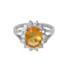 Gele Citrien Zilveren Ring – Model Samin Oranje/Geel