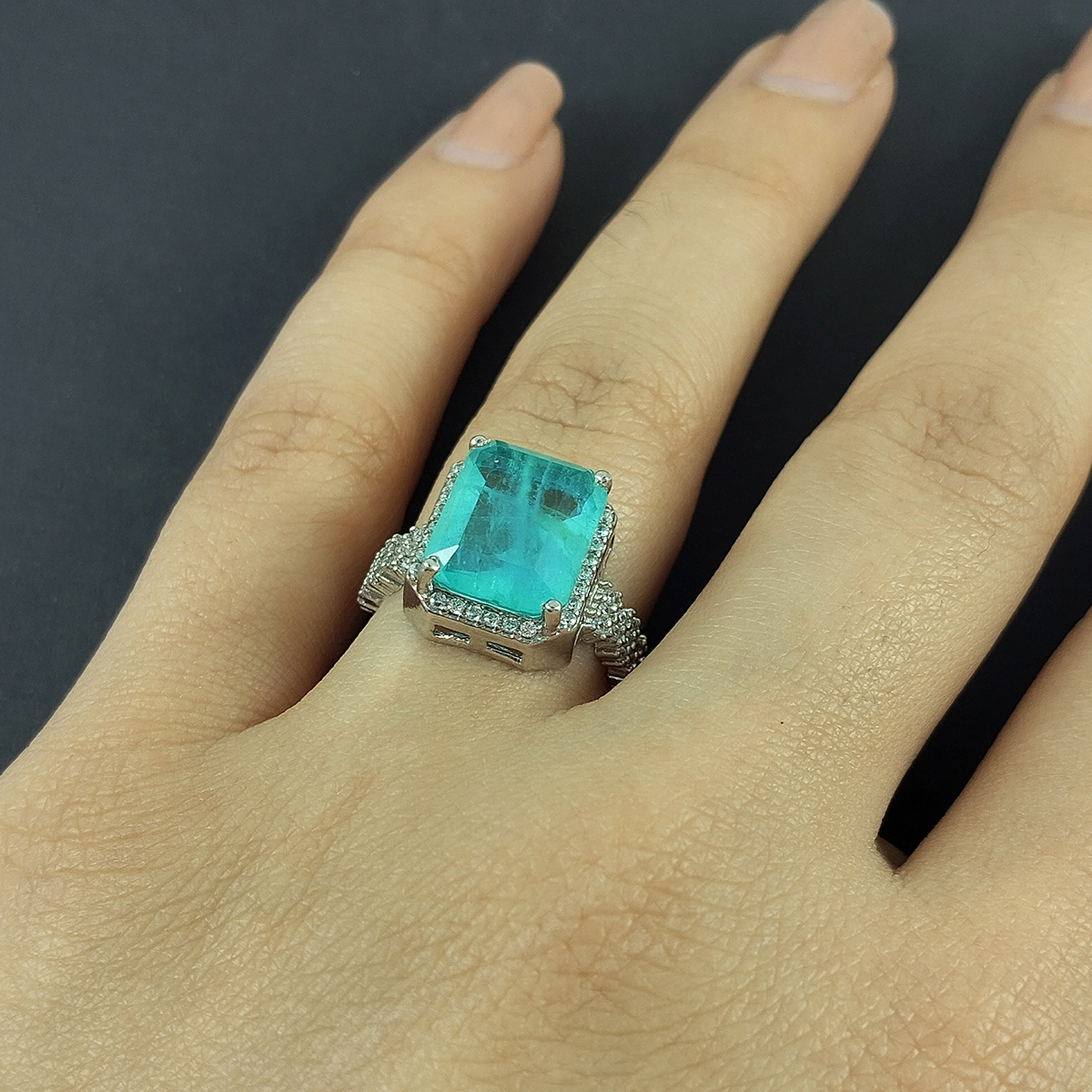 Blauwe Citrien Zilveren Ring voor Vrouwen
