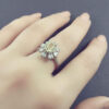 Gele Citrien Zilveren Ring – Bloemmotief