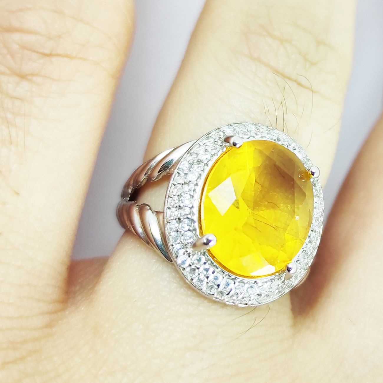 Perzische zilveren ring met gele citrien voor heren – Afsoon