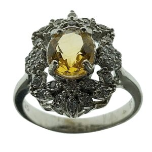 Gele Citrien Zilveren Ring – Model Anahita