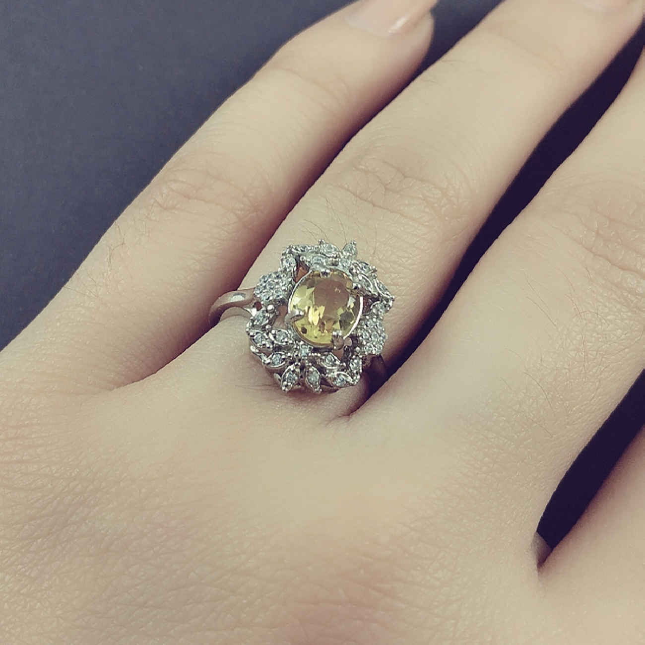 Gele Citrien Zilveren Ring – Model Anahita