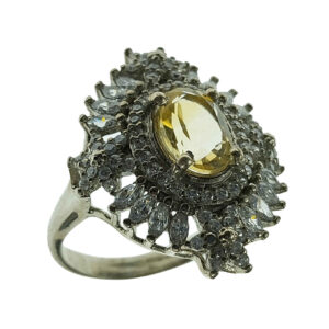 Gele Citrien Zilveren Ring – Model Armaghan