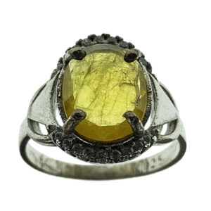 Gele Citrien Zilveren Ring – Model Farideh