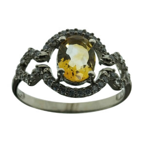 Gele Citrien Zilveren Ring – Model Kamand