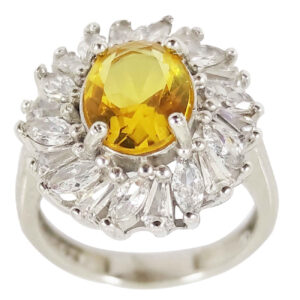 Gele Citrien Zilveren Ring – Model Khorshid