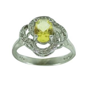 Gele Citrien Zilveren Ring – Model Mastaneh