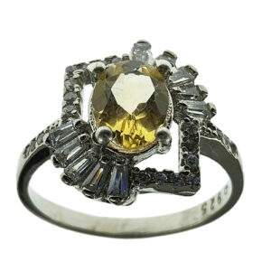 Gele Citrien Zilveren Ring – Model Sussan
