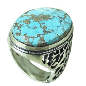 Perzische Zilveren Ring met Neyshabur Turkoois Steen voor Mannen