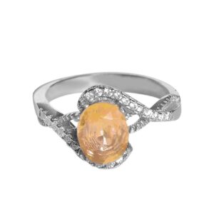 Gele Citrien Zilveren Ring – Oranje Gloed