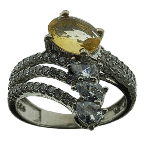 Gele Citrien Zilveren Ring – Klassieke Verloving