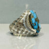 Perzische Neyshabur Turkoois Zilveren Ring Handgemaakt voor Heren