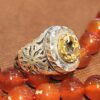 Perzische zilveren ring met gele citrien voor heren – Varshasb