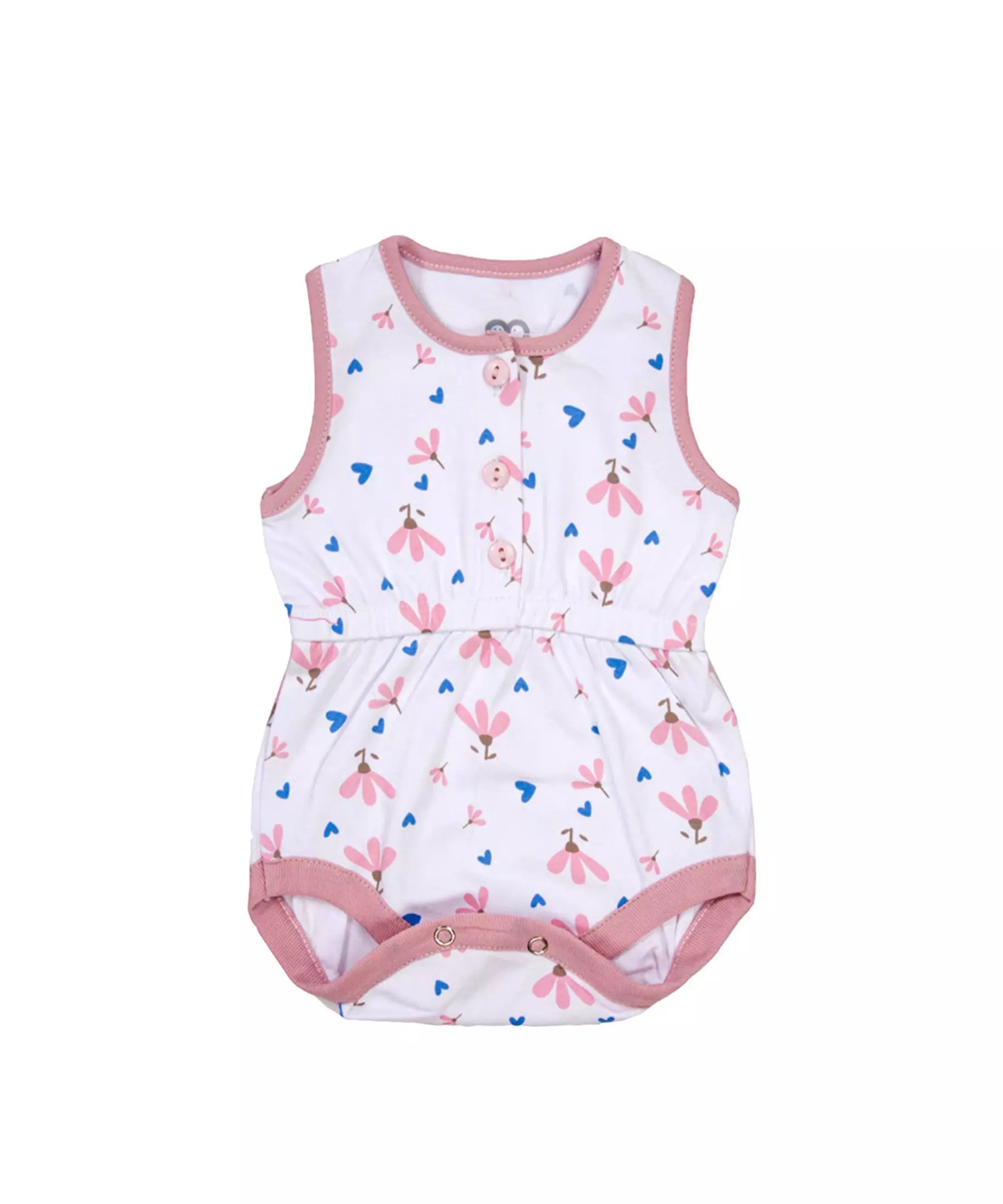 Roze Baby Rompertje met Bloemenprint – Mouwloos