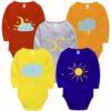 Set van 5 Babyrompers – Maansikkel Ontwerp Lange Mouwen