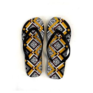 Teenslippers met Open Neus – Geel Geometrisch