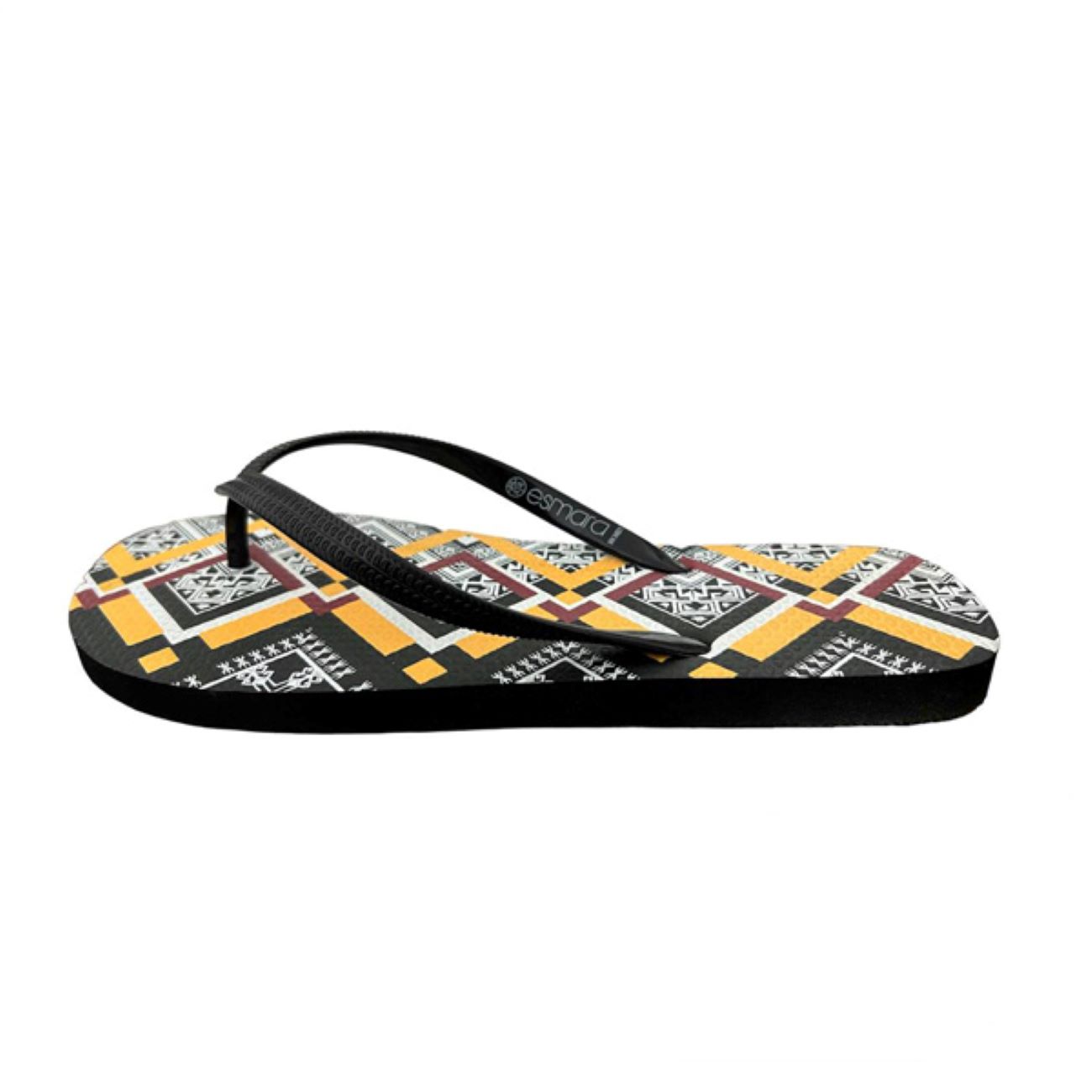 Teenslippers met Open Neus – Geel Geometrisch