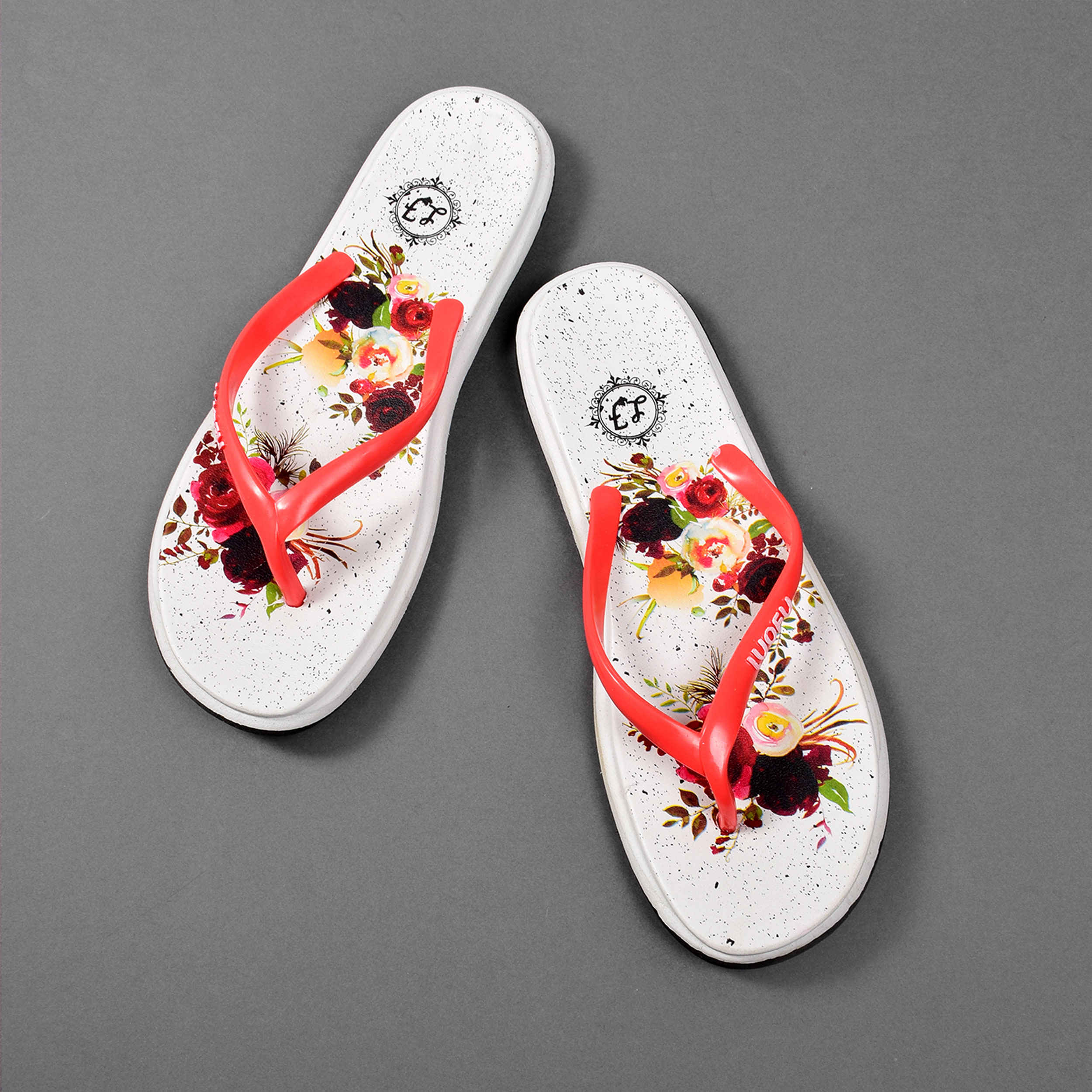 Witte Strandslippers voor Dames – Bloemenpatroon