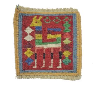 Handgeweven Perzisch Kilim Onderzetter met Hert Ontwerp